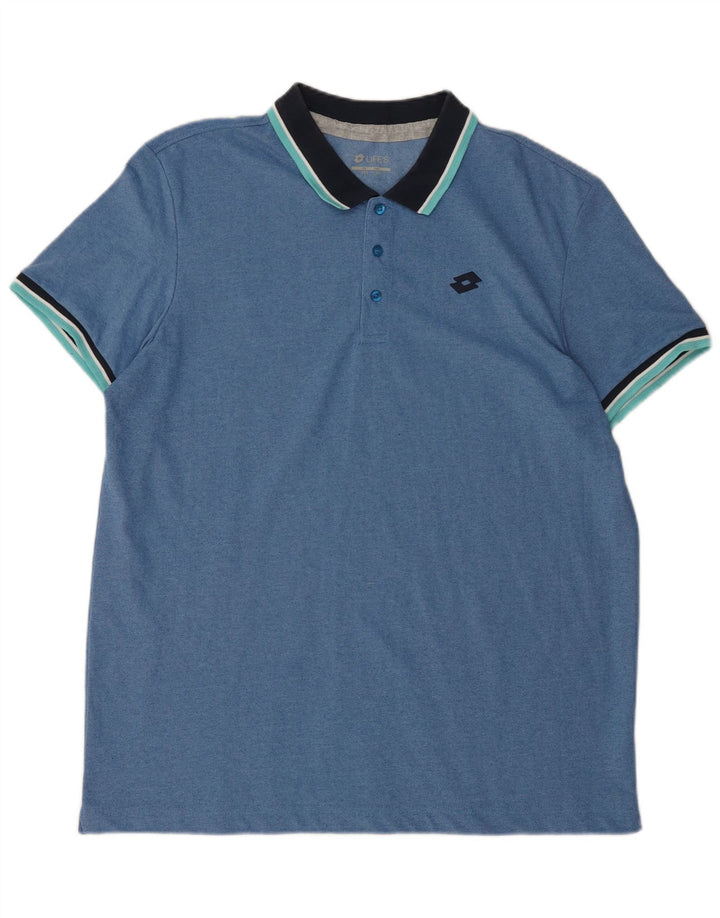 LOTTO Mens Polo Shirt 2XL Blue Colourblock