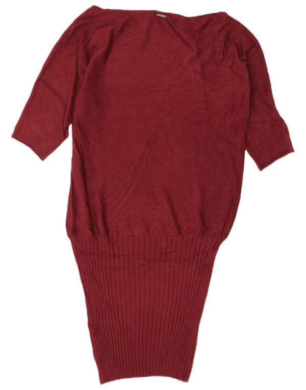 Liu Jo Womens 3/4 Sleeve Oversized Drop Waist Dress UK 6 XS Burgundy