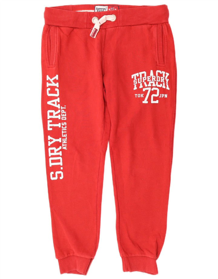 SUPERDRY Mens Track & Field Graphic Tracksuit Trousers Joggers Large  Red
