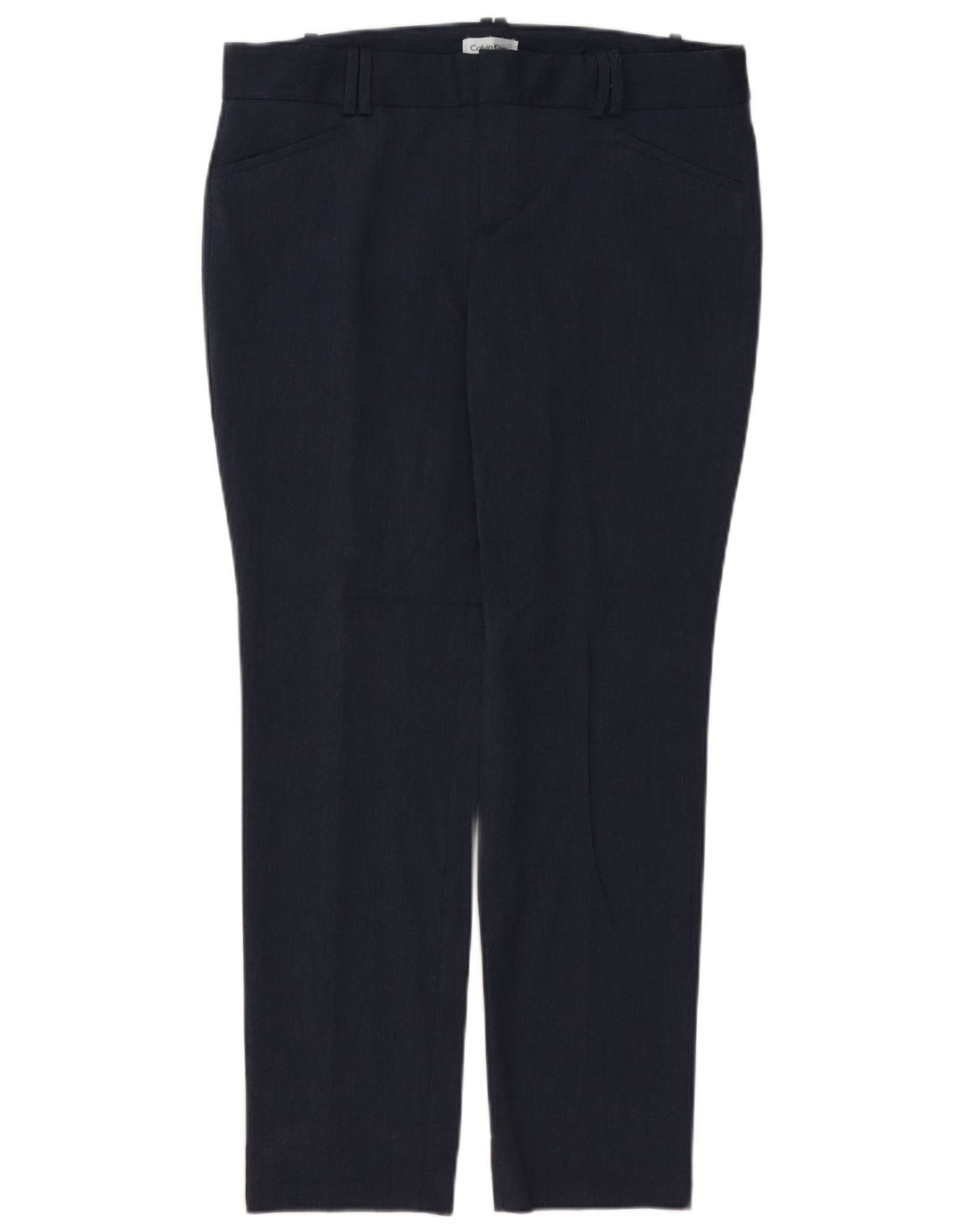 CALVIN KLEIN Womens Slim Casual Trousers US 10 Large W36 L29 Navy Blue