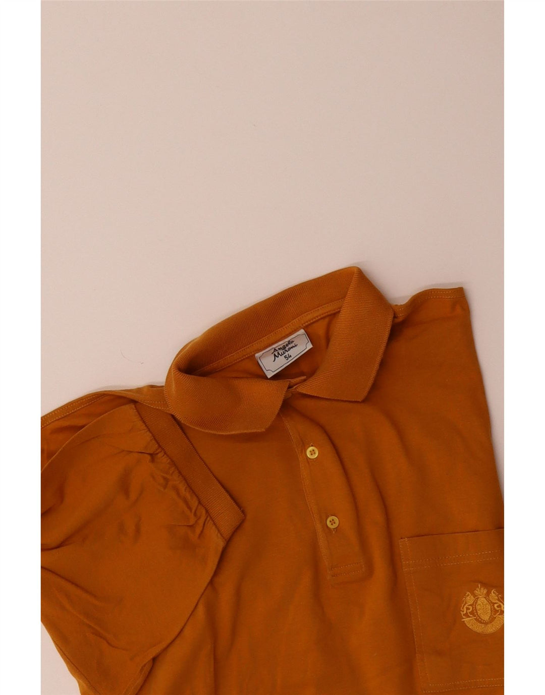 VINTAGE Mens Polo Shirt Medium Orange Cotton Vintage Vintage and Second-Hand Vintage from Messina Hembry 