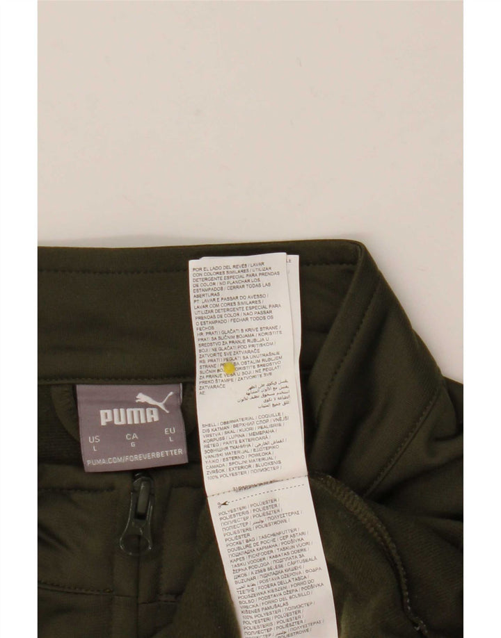 Puma Mens Tracksuit Top Jacket Large Khaki Polyester