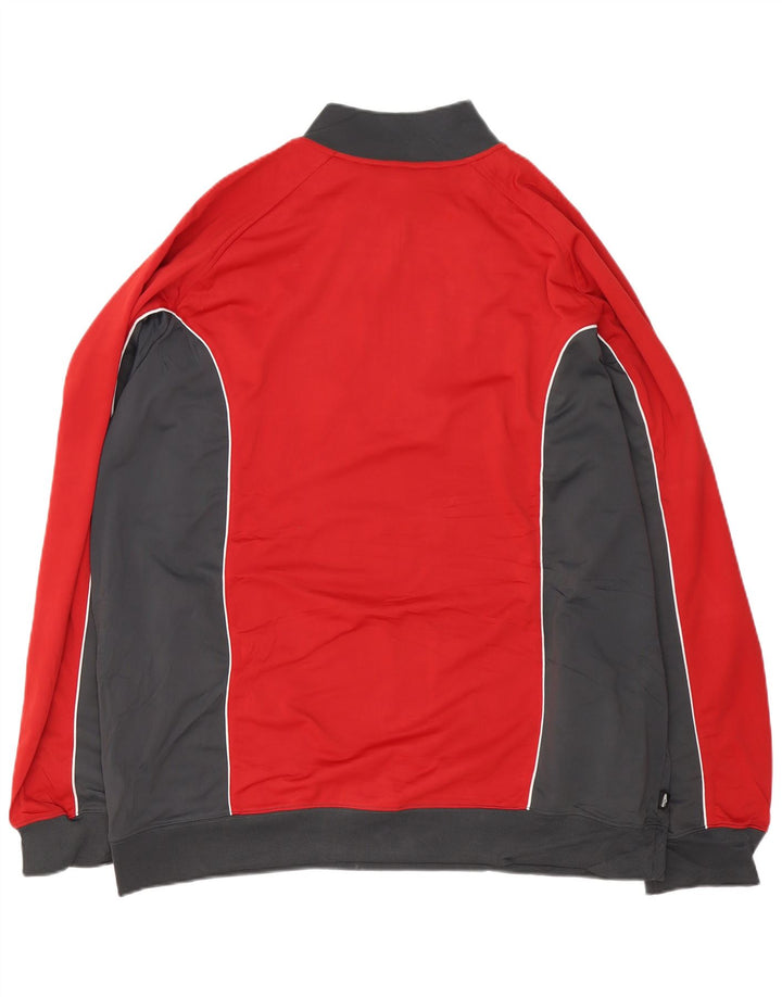 ADIDAS Mens Zip Neck Sweatshirt Jumper 2XL Red Colourblock Polyester