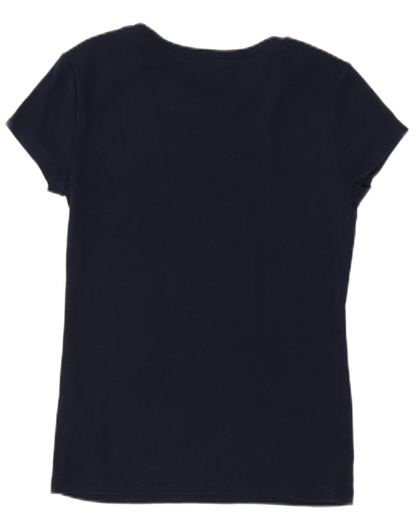 TOMMY HILFIGER Womens T-Shirt Top UK 12 Medium Navy Blue Cotton