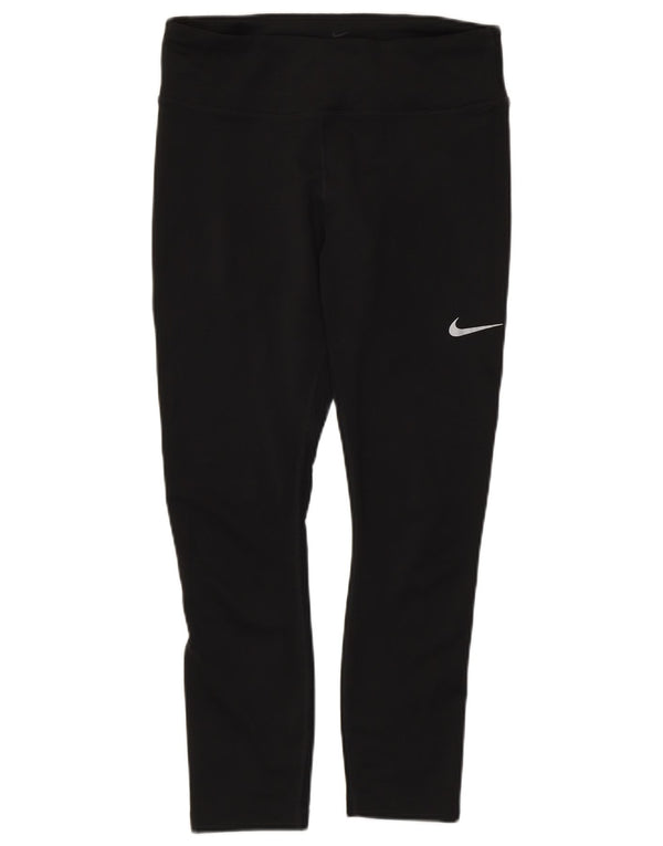 Nike Womens Dri Fit Crop Leggings UK 12 Medium Black Polyester