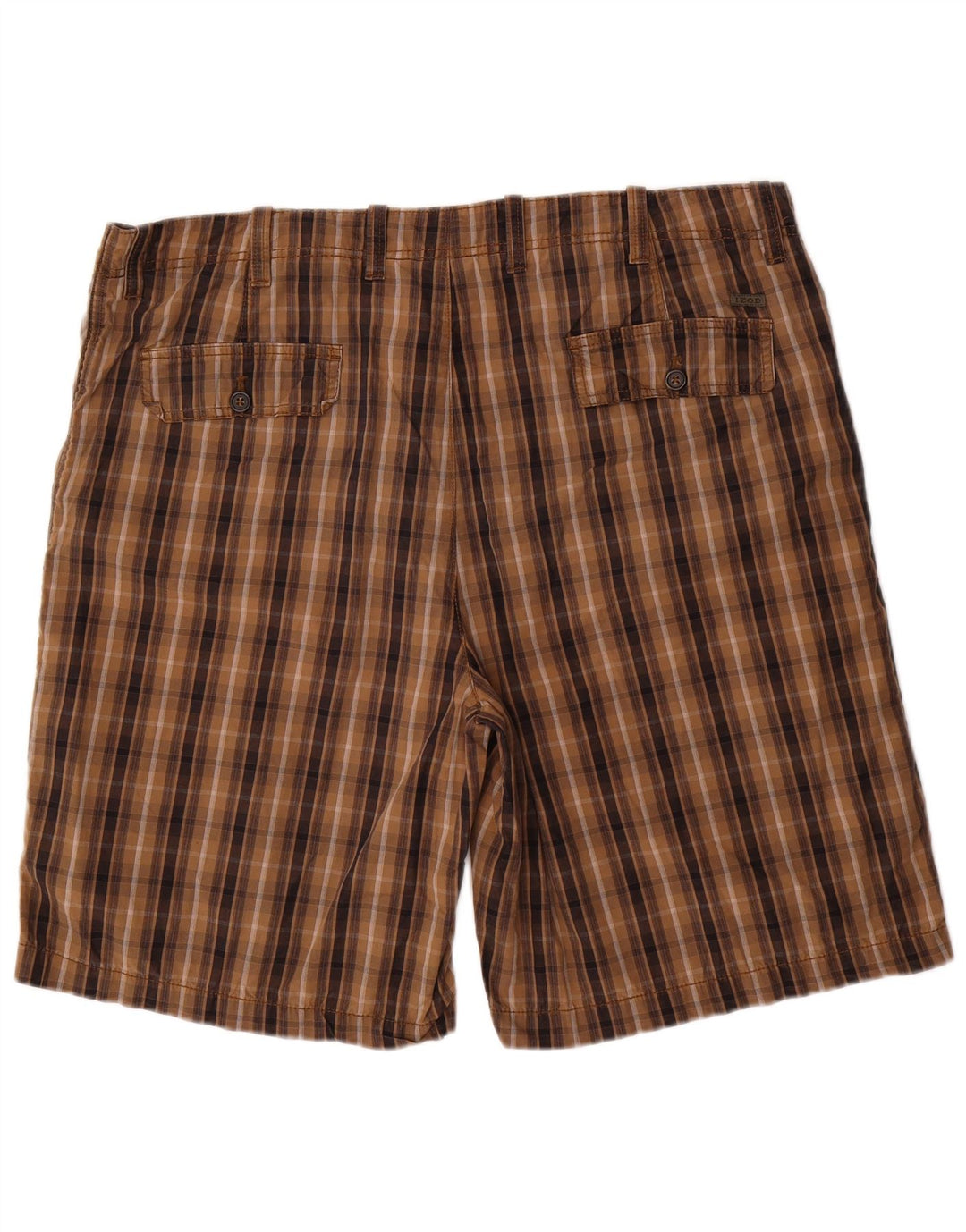 IZOD Mens Chino Shorts W40 XL Brown Check Cotton