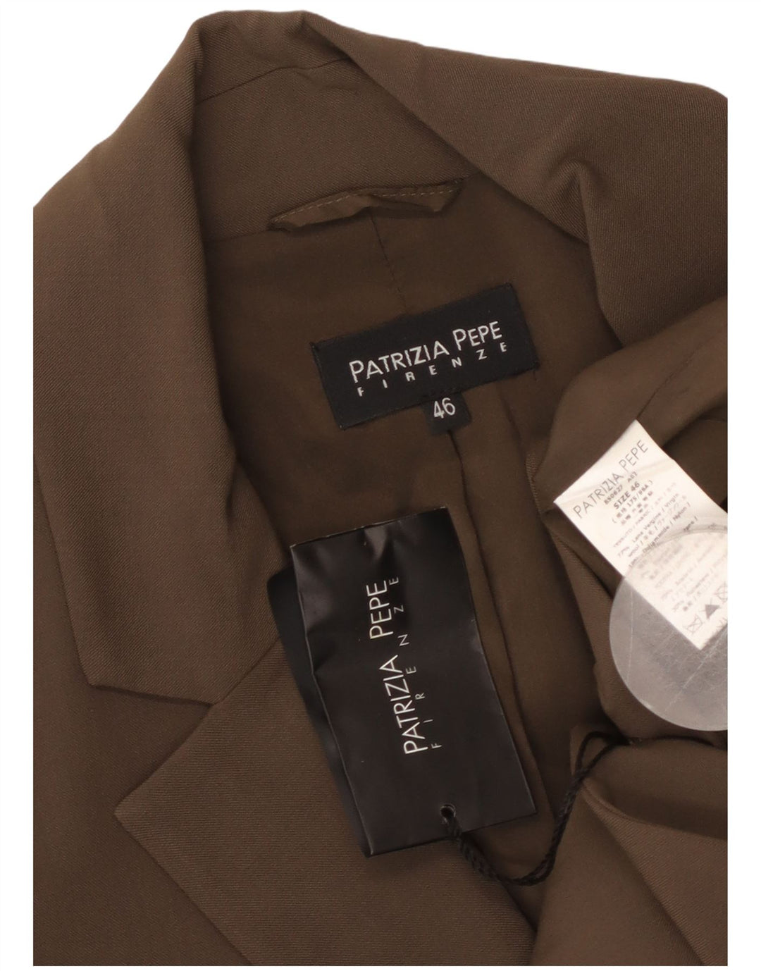 PATRIZIA PEPE Womens 2 Button Blazer Jacket IT 46 Large Brown Virgin Wool