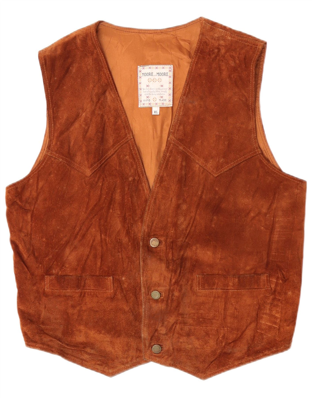 Vintage Mens Suede Waistcoat XL Brown