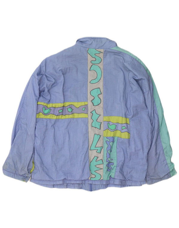 Adidas Womens Oversized Tracksuit Top Jacket UK 16 Large Purple Geometric