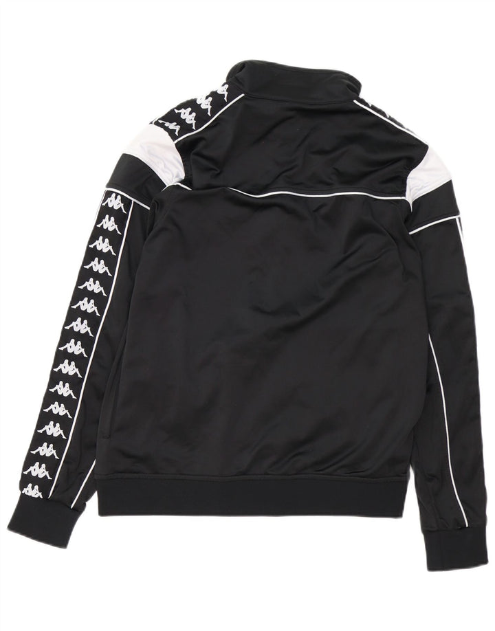 KAPPA Womens Graphic Tracksuit Top Jacket UK 14 Medium Black Colourblock