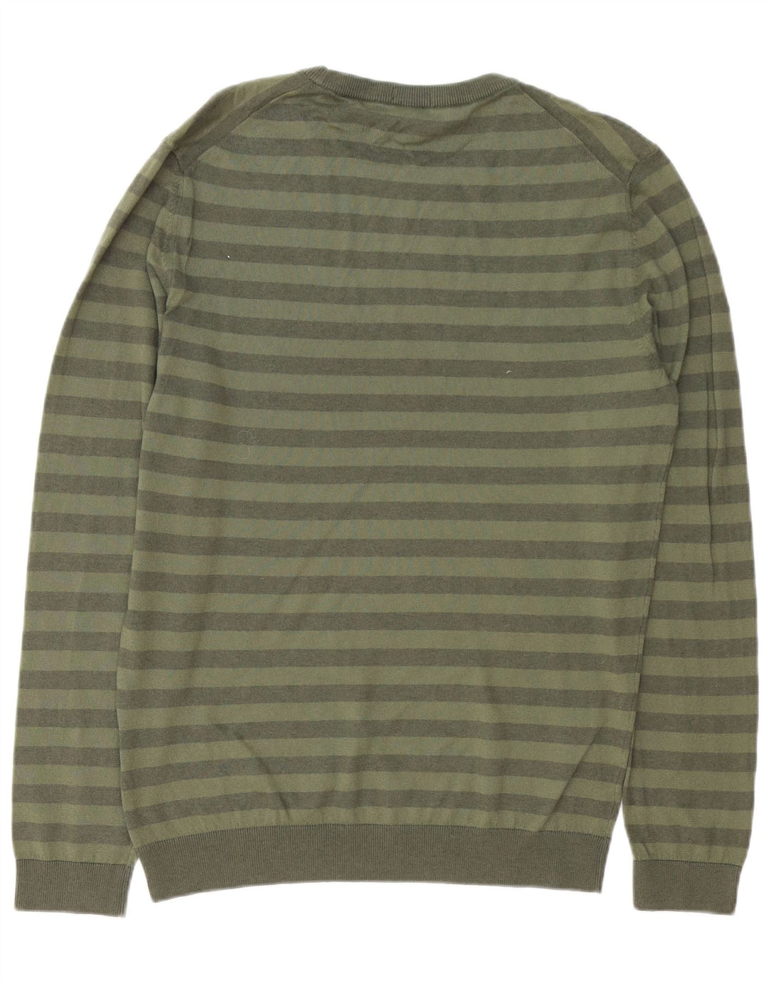 HUGO BOSS Mens Slim Fit Crew Neck Jumper Sweater Large Green Striped