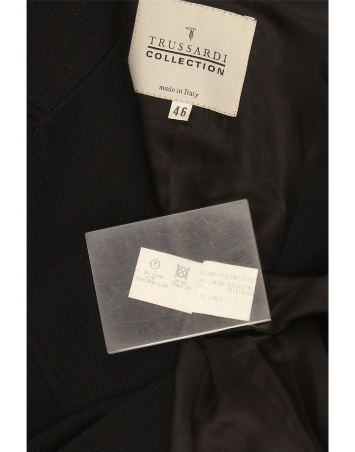 Trussardi Womens Overcoat IT 46 Large Black Wool