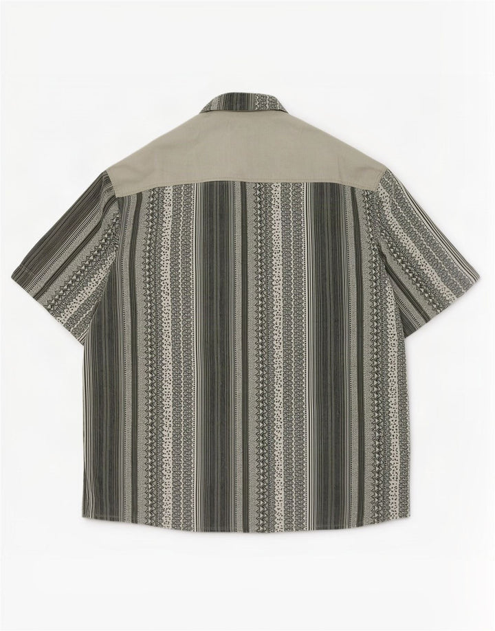 Santoryo Mens Short Sleeve Shirt XL Green Geometric