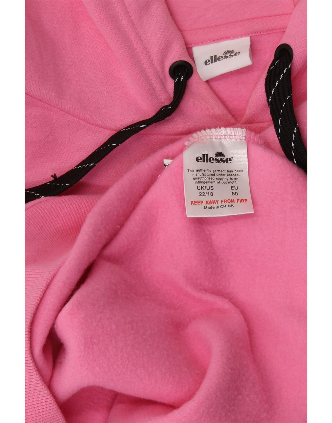 ELLESSE Womens Graphic Oversized Hoodie Jumper UK 22 3XL  Pink Cotton