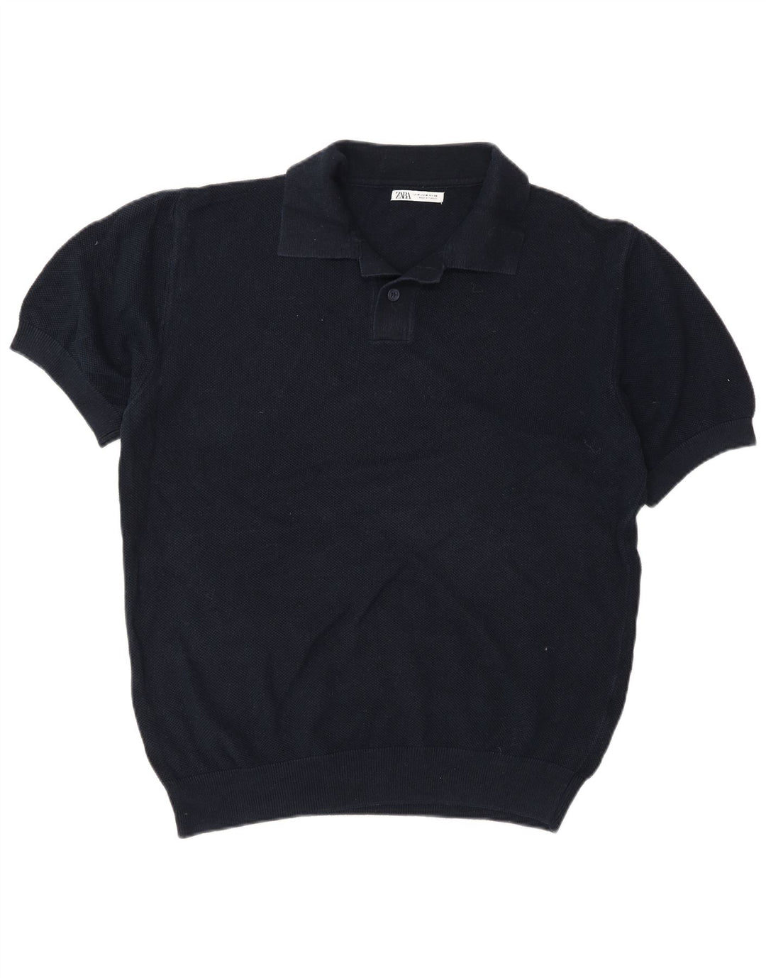 Zara Mens Polo Shirt Medium Navy Blue