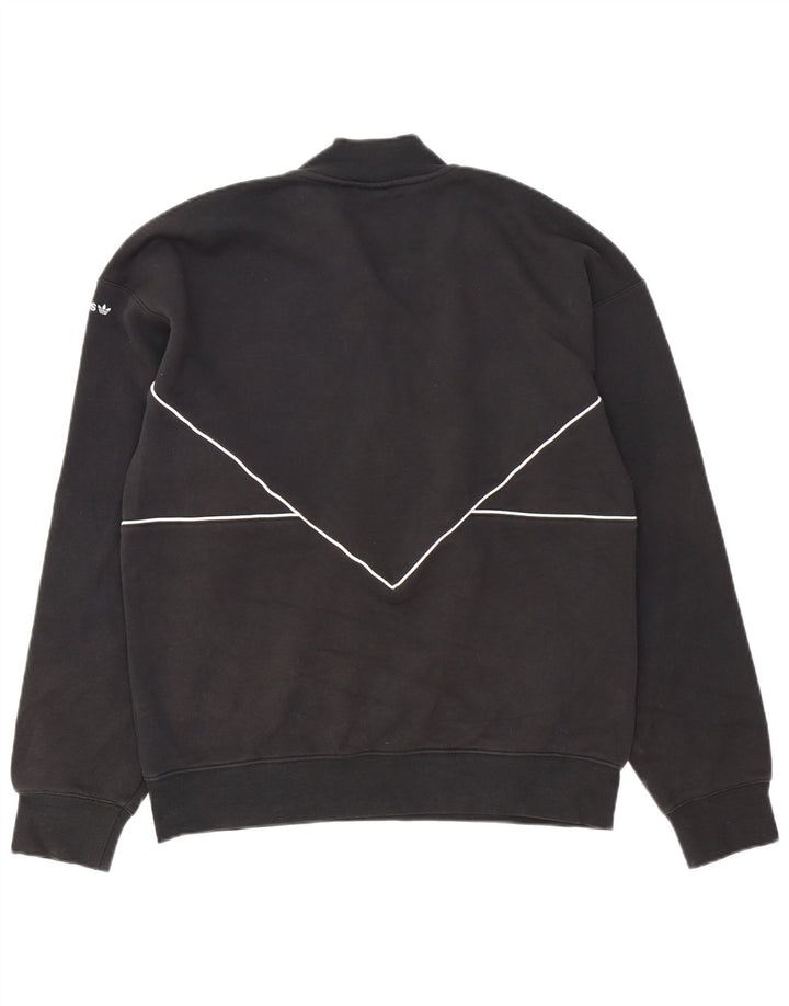 Adidas Mens Zip Neck Sweatshirt Jumper Medium Black Cotton