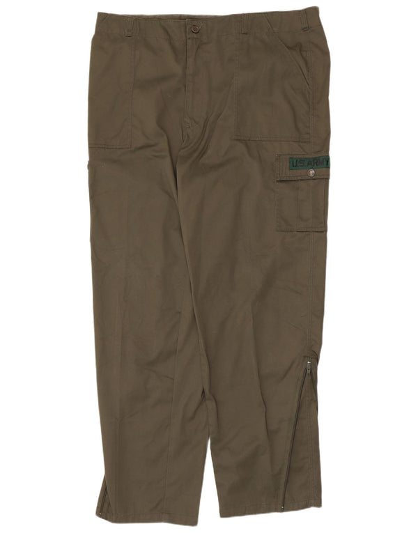 Vintage Mens Straight Cargo Trousers IT 58 4XL W40 L31 Khaki Polyester