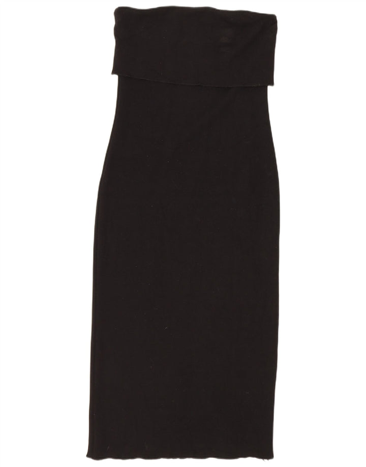 Zara Womens Strapless Dress UK 12 Medium Black Viscose