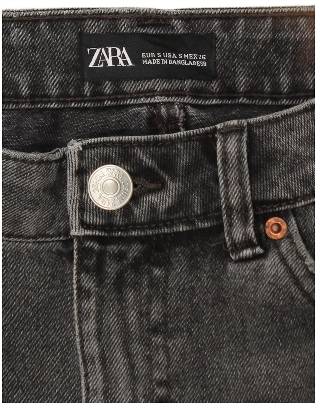 Zara Womens Mini Denim Skirt Small W26 Black Cotton