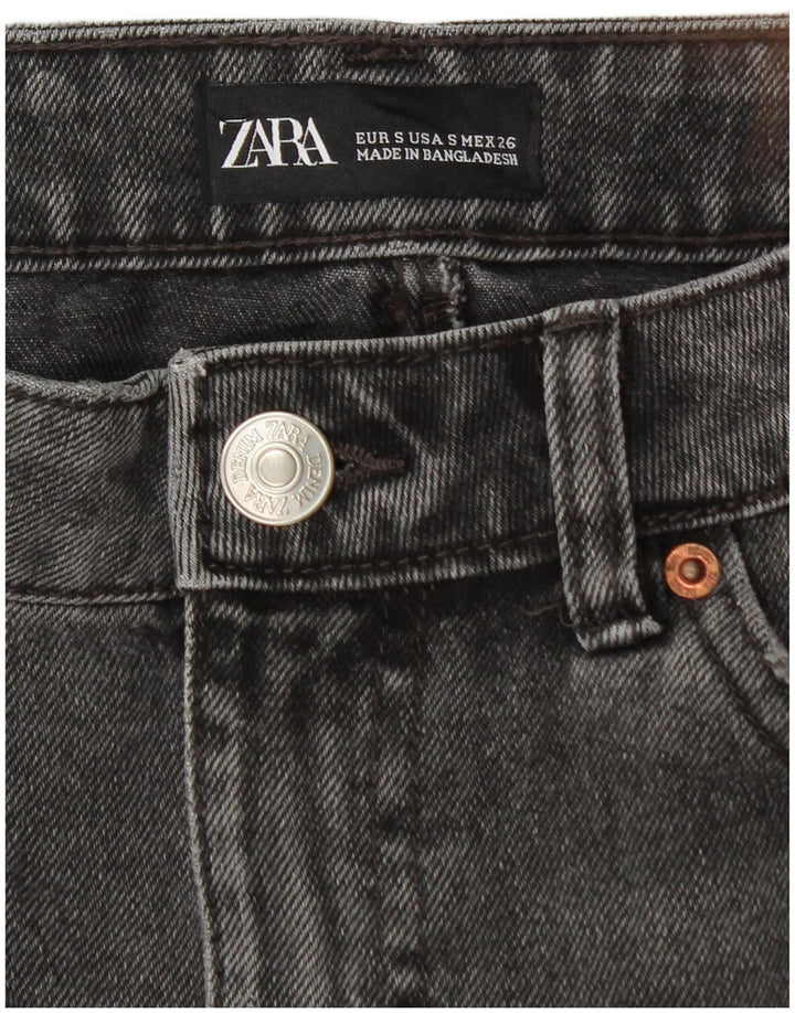 Zara Womens Mini Denim Skirt Small W26 Black Cotton