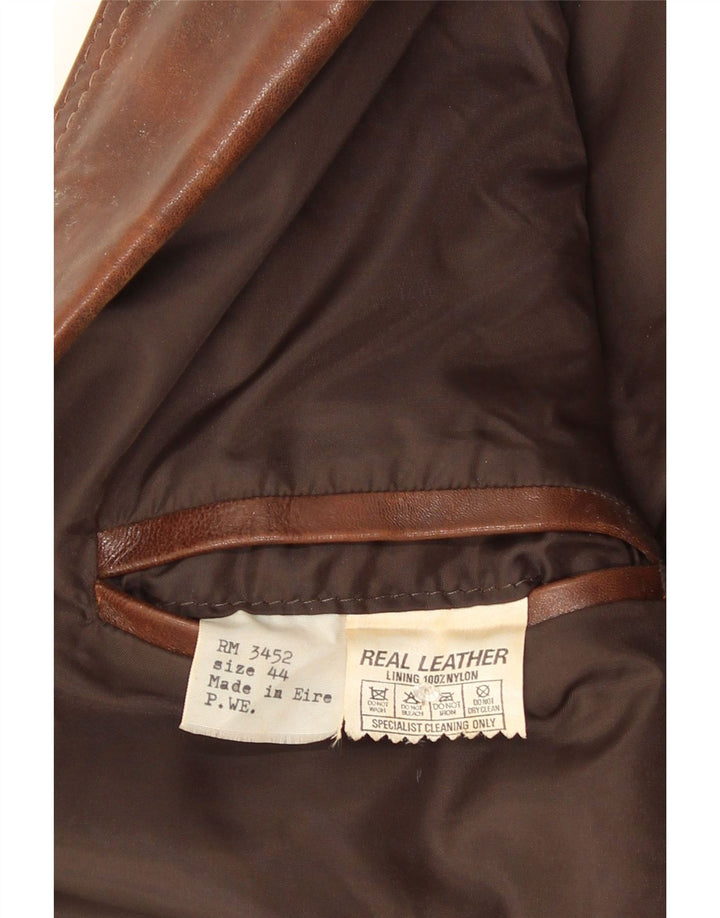 Vintage Mens 2 Button Leather Blazer Jacket IT 44 XS Brown Leather