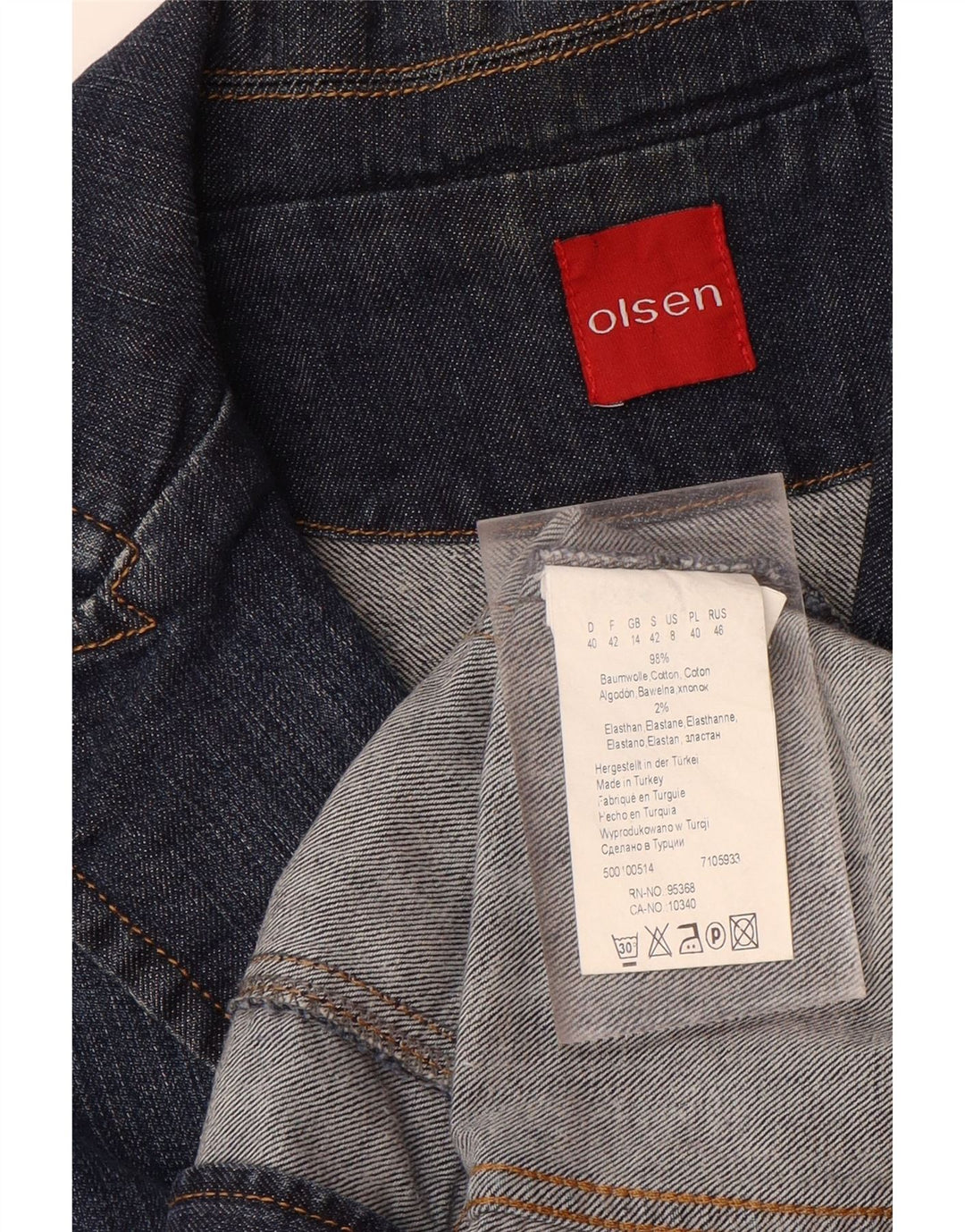OLSEN Womens 2 Button Denim Blazer Jacket UK 14 Medium Blue Cotton