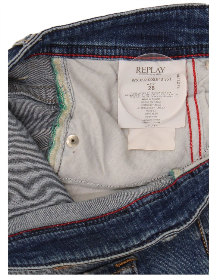 Replay Womens Denim Shorts W28 Medium Blue Cotton
