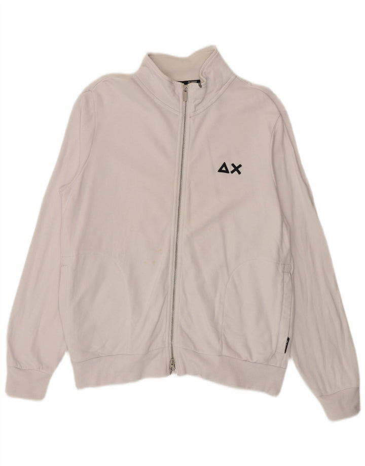 SUN68 Mens Tracksuit Top Jacket Large White Cotton