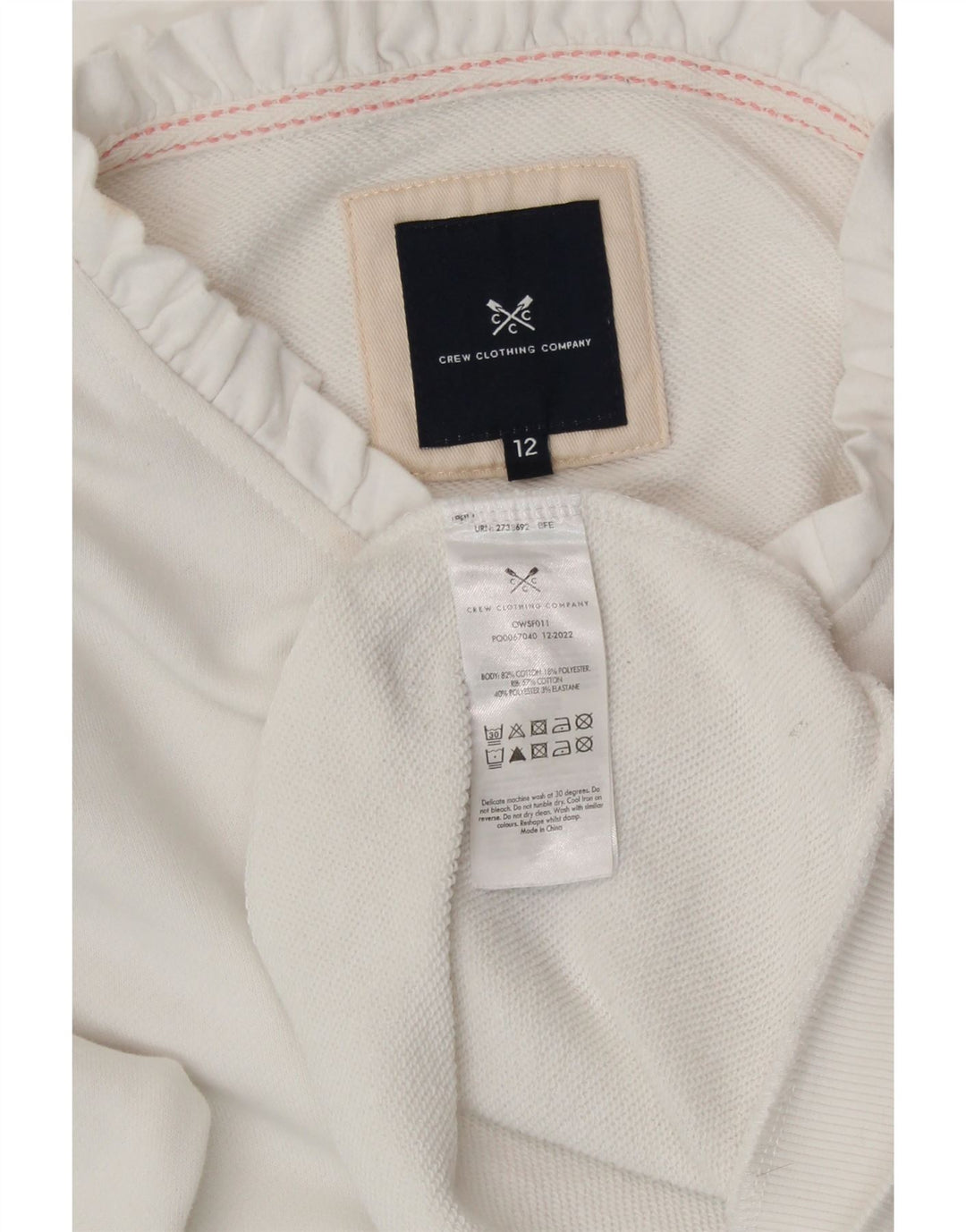 CREW CLOTHING Womens Sweatshirt Jumper UK 12 Medium White Cotton