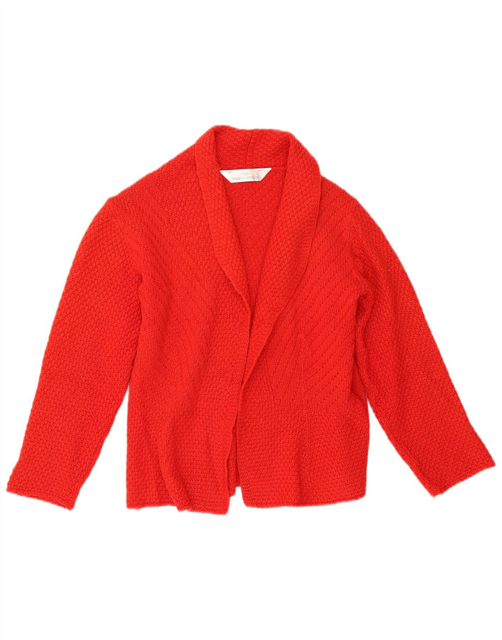 Marks & Spencer Womens Crop Open Cardigan Sweater UK 10 Small  Red Wool
