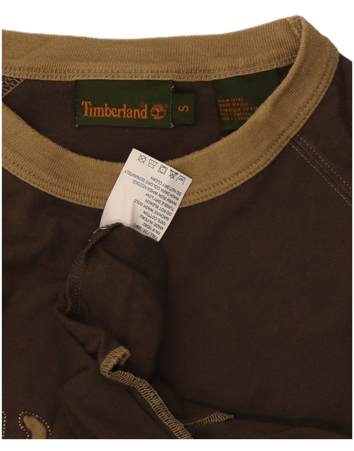 Timberland Mens Graphic Top Long Sleeve Small Brown Cotton