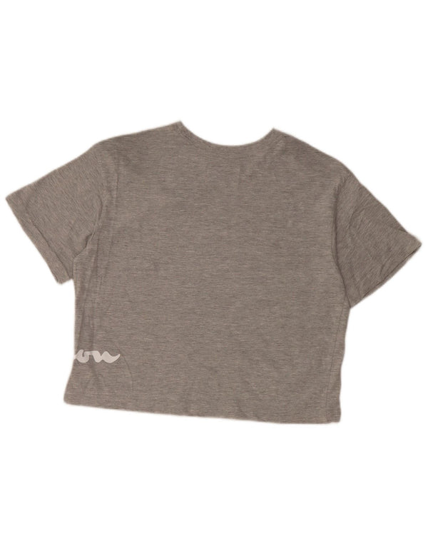 CHAMPION Womens Crop Graphic T-Shirt Top UK 10 Small Grey Cotton
