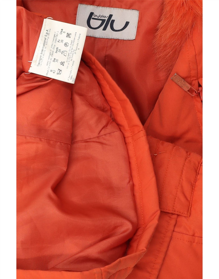 Byblos Womens Padded Jacket IT 42 Medium Orange Nylon