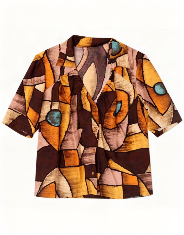 Vintage Womens Shirt Blouse UK 14 Medium Multicoloured Geometric