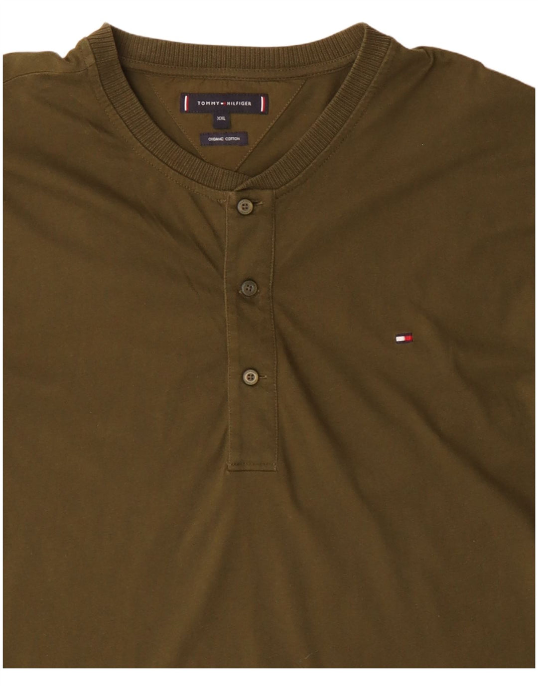 TOMMY HILFIGER Mens Top Long Sleeve 2XL Khaki Cotton