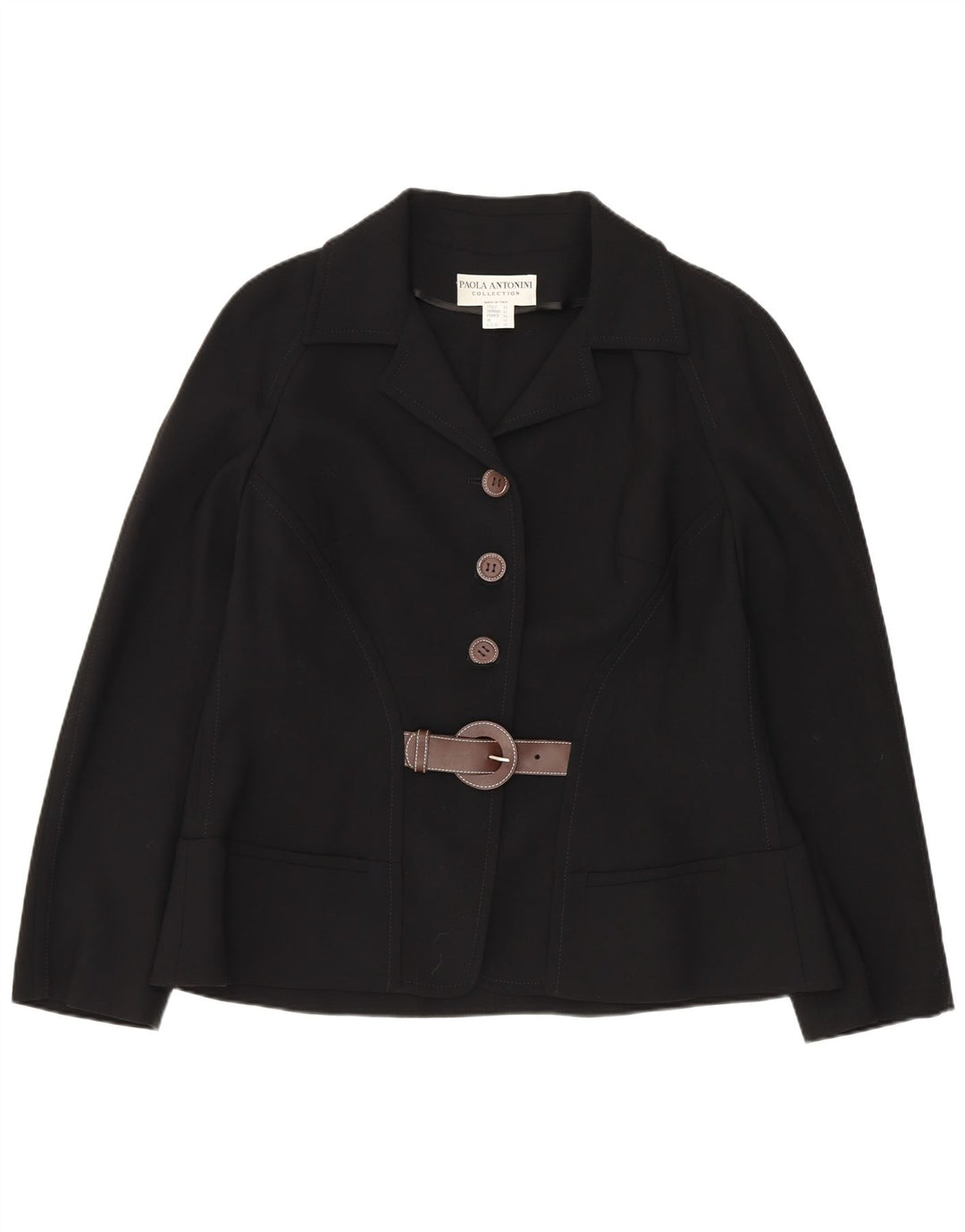 Paola Antonini Womens 3 Button Blazer Jacket UK 16 Large Black Wool