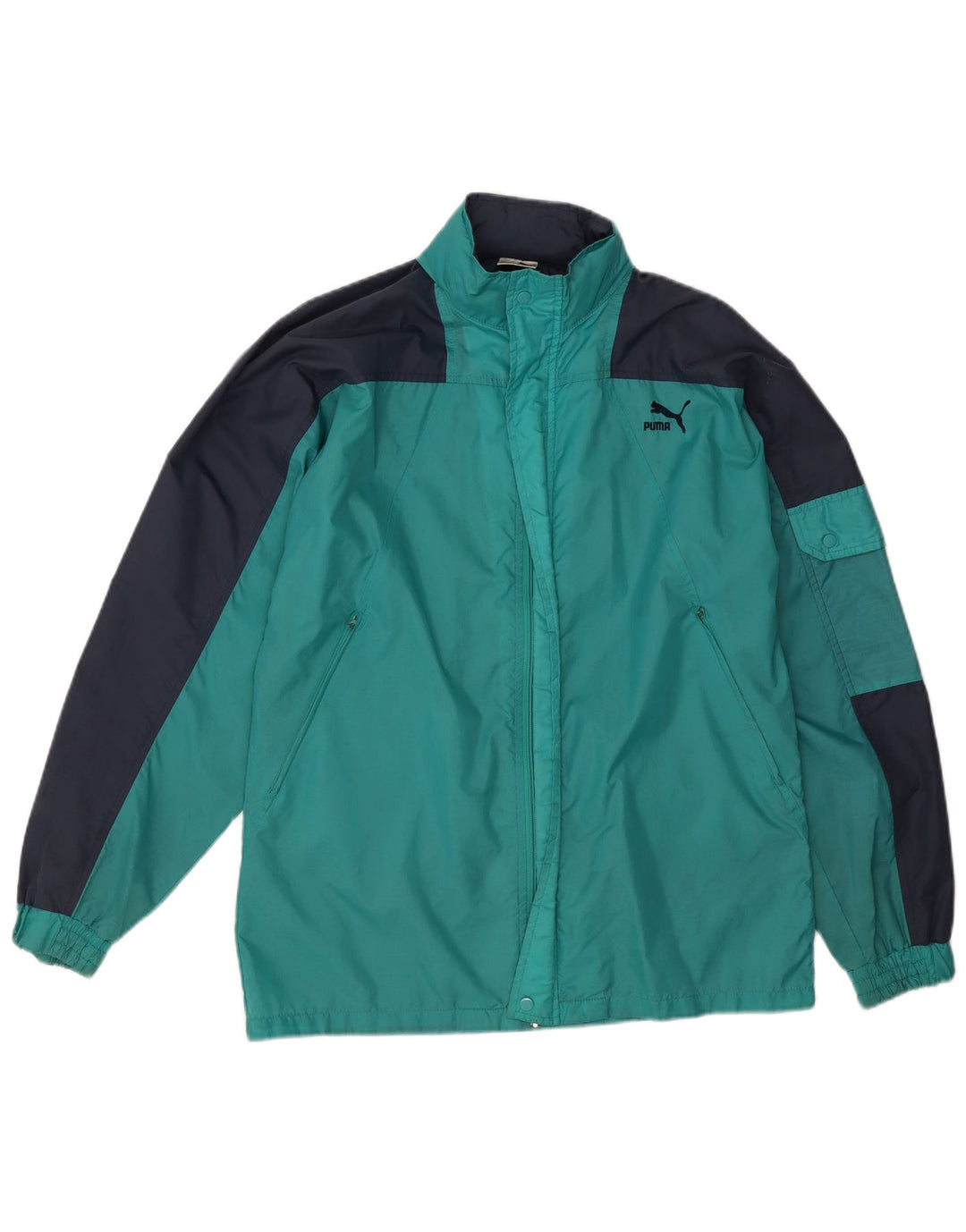 Puma Mens Rain Jacket UK 36 Small Turquoise Colourblock Nylon