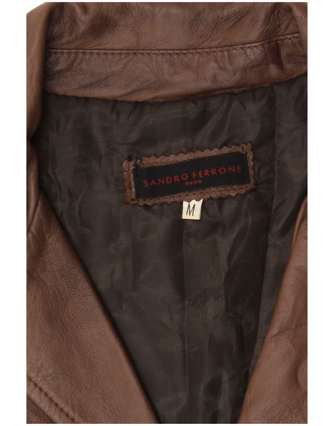 Sandro Ferrone Womens Leather Coat UK 12 Medium Brown Leather