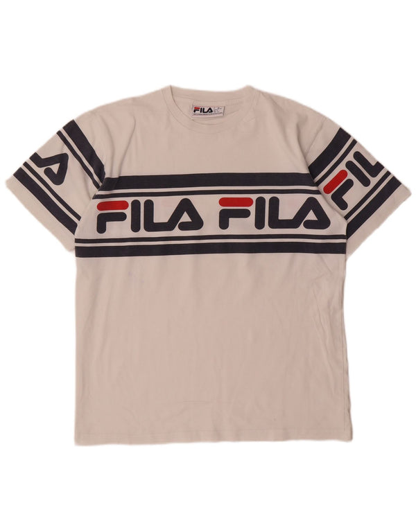 Fila Mens Graphic T-Shirt Top Small White