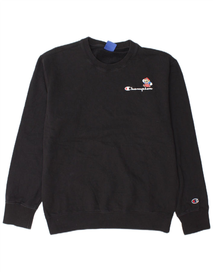 Champion Mens Graphic Sweatshirt Jumper Large Black Cotton