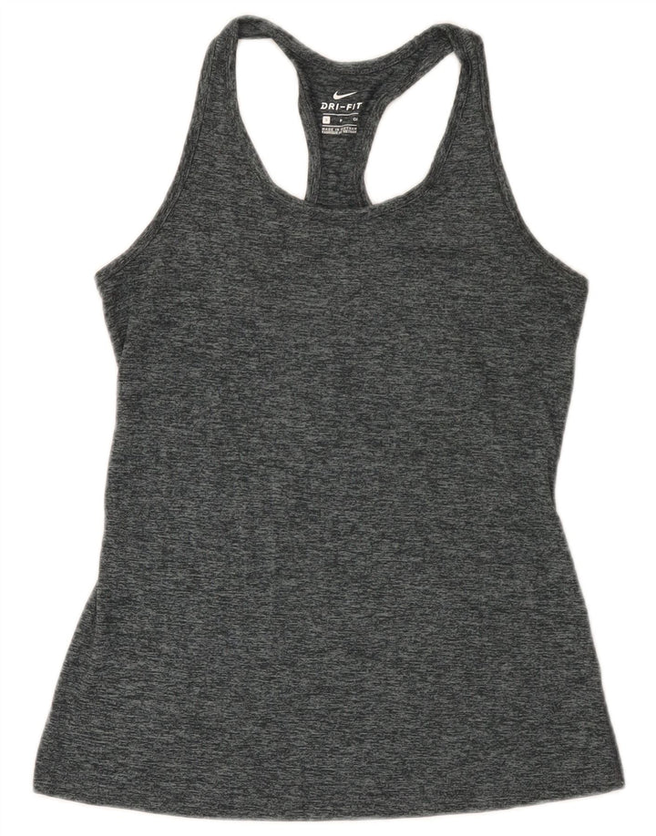 Nike Womens Dri Fit Vest Top UK 8 Small Grey Flecked Polyester