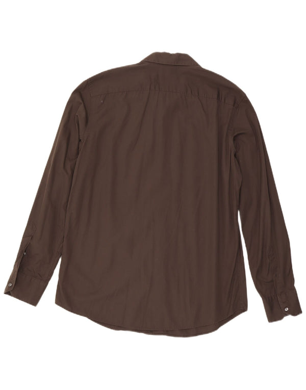 Lacoste Mens Shirt Size 43 Large Brown Cotton