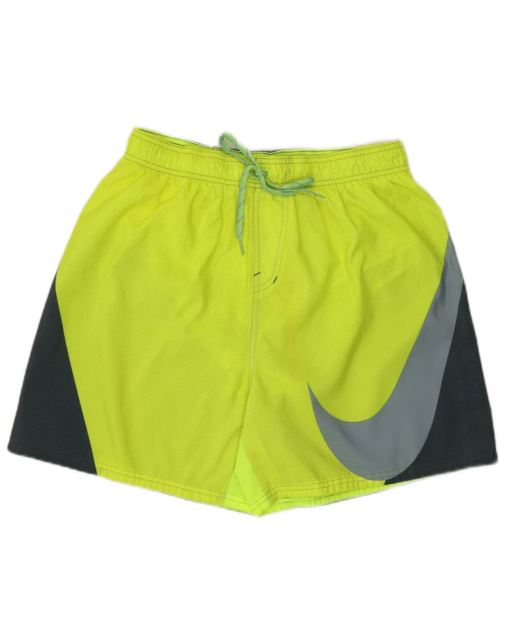 Nike Mens Graphic Swimming Shorts Large  Green Colourblock Polyester
