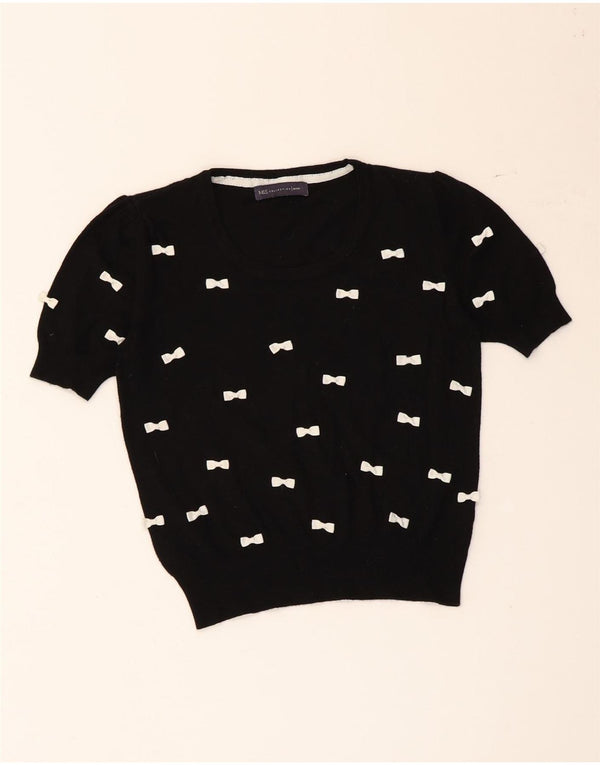 Marks & Spencer Womens Crop Boat Neck Jumper Sweater UK 8 Small Black