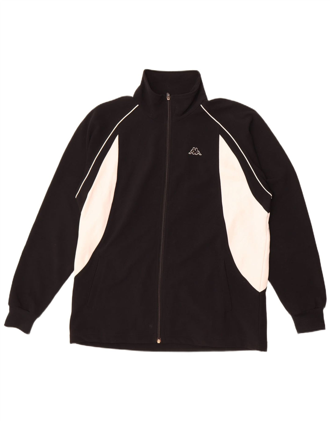Kappa Mens Tracksuit Top Jacket Large Black Colourblock Polyester