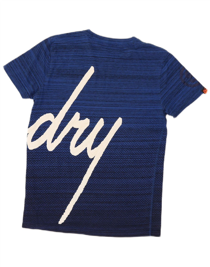Superdry Mens Regular Graphic T-Shirt Top Medium Blue Striped Cotton