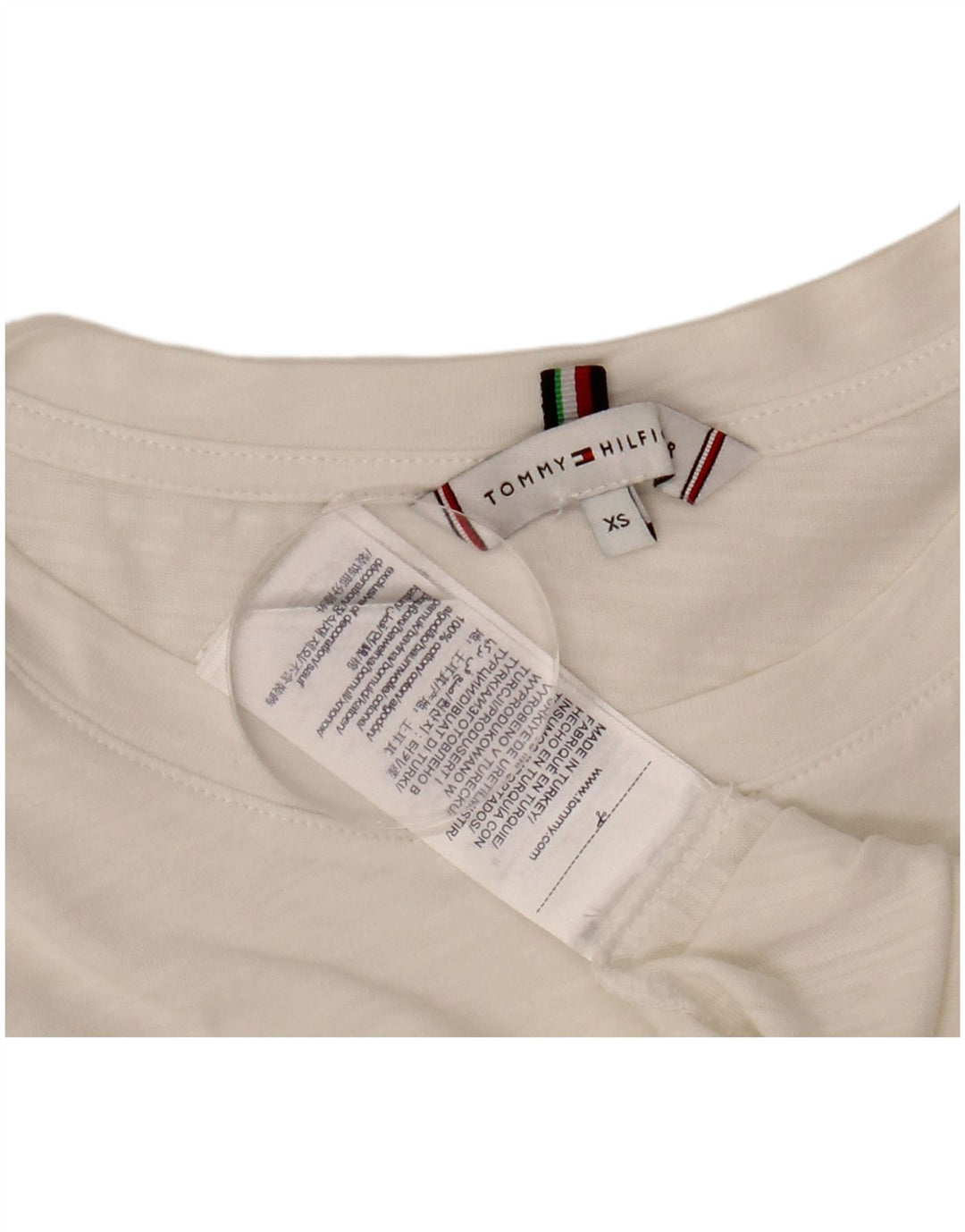 TOMMY HILFIGER Womens Graphic T-Shirt Top UK 6 XS White Cotton