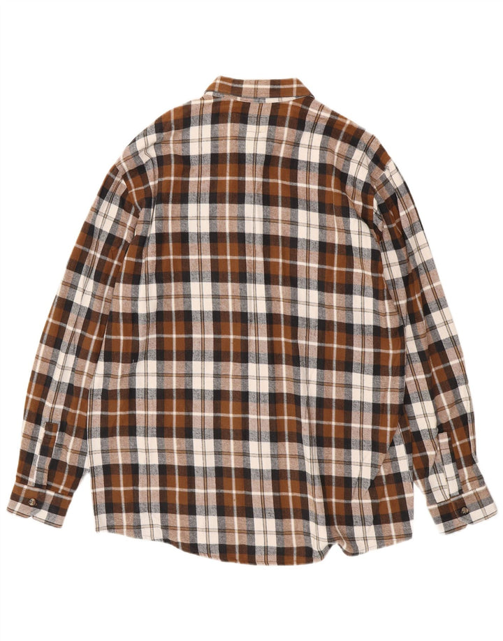 EUROPEAN PROJECT Mens Flannel Shirt Large Brown Check Cotton