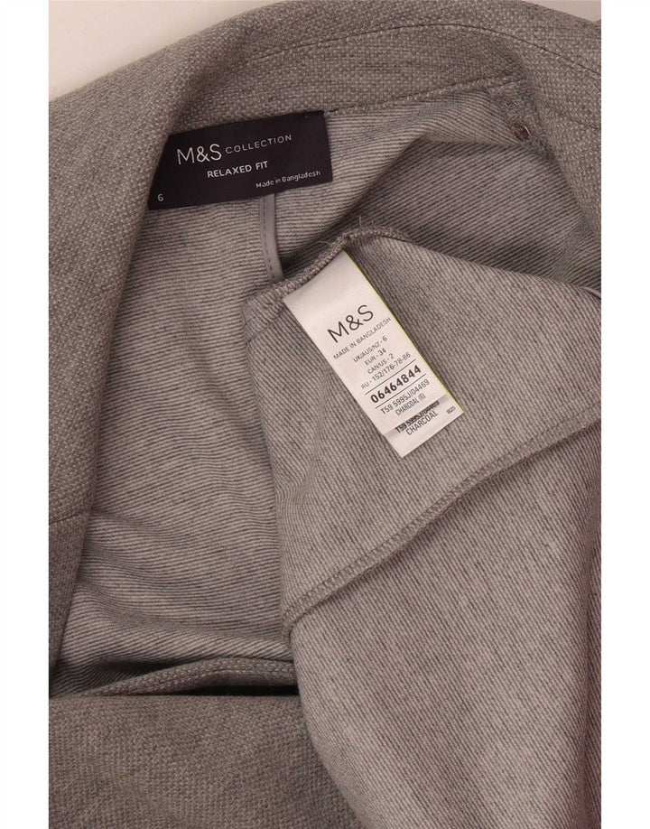 Marks & Spencer Womens Relaxed Fit Blazer Jacket UK 6 XS Grey Polyester