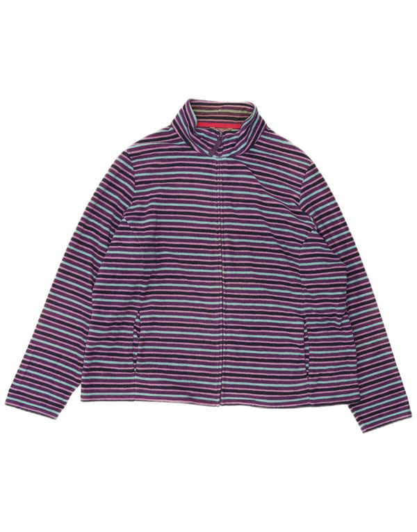 Marks & Spencer Womens Fleece Jacket UK 22 2XL Purple Striped Polyester